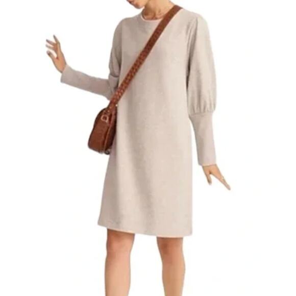 J. Crew Dresses & Skirts - J. Crew Original Cotton Terry Puff-sleeve Sweatshirt Dress Pink Size XS NEW